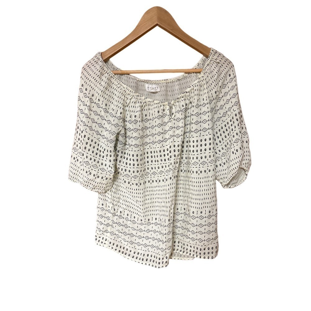 Velvet by Graham and Spencer Half Sleeve Babydoll Peasant Cottagecore top size S